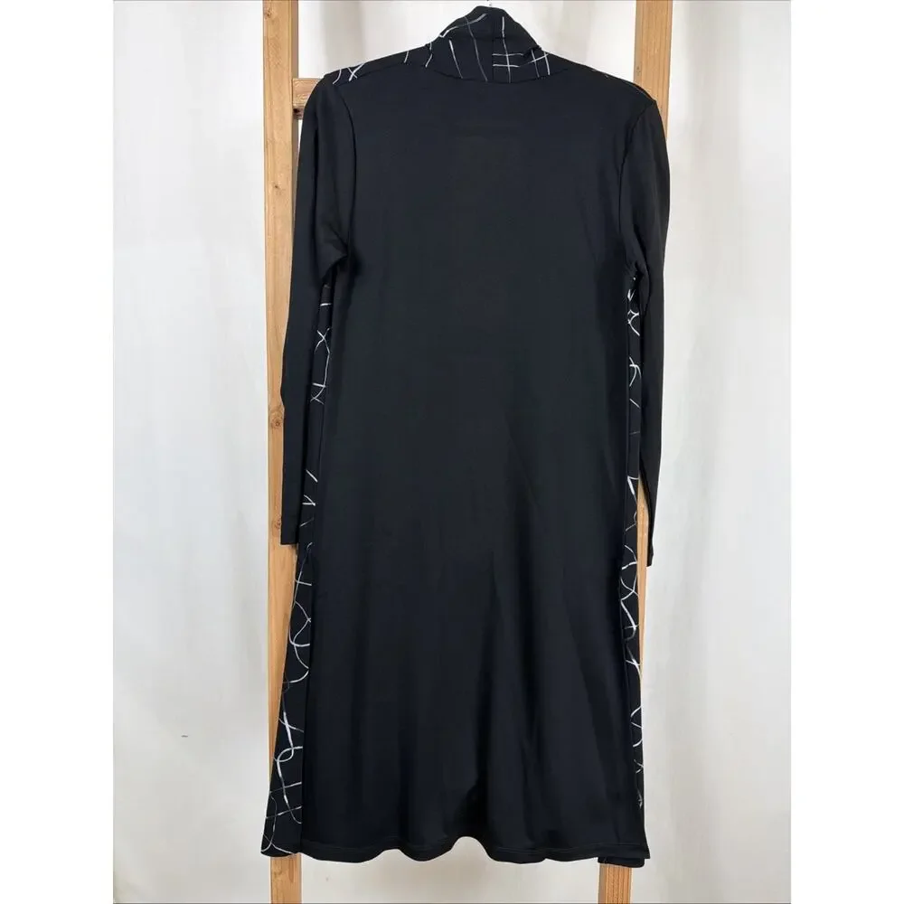 NWT Ever Sassy Black Patterned Long Sleeve Long Cardigan Jacke #1155 Size SMALL